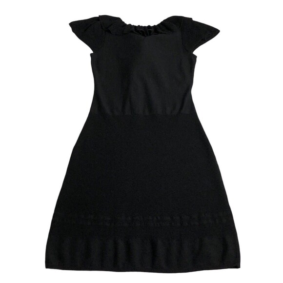 Ralph Lauren Rugby Dress Small Black Wool Knit Sweater Crochet Ruffle Preppy Y2K - Picture 8 of 14